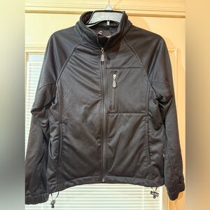 Black Performance Jacket with Stand-Up Collar and Streamlined Design